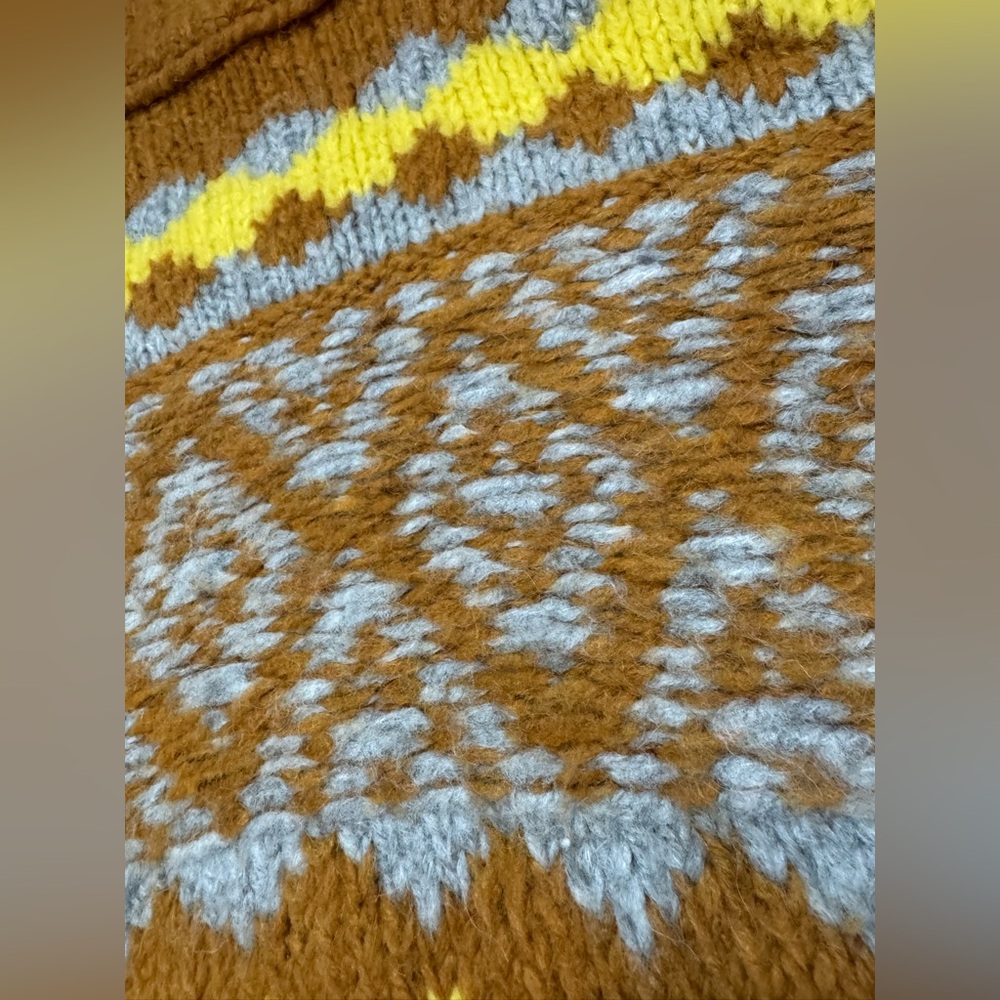 Free People Alpine Gold Yellow Oversized Crop Sweater Wool/Alpaca Sz XS EUC - Picture 3 of 7